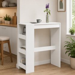 White Bar Table with Storage for Modern Living Spaces