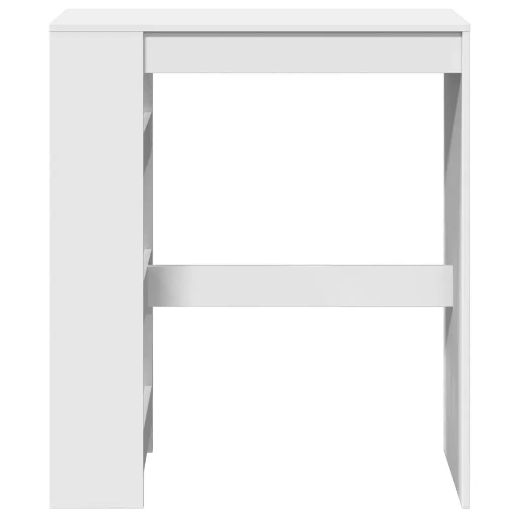Bar Table White High Counter with Storage Shelves Engineered Wood 90L x 40W x 103.5H cm
