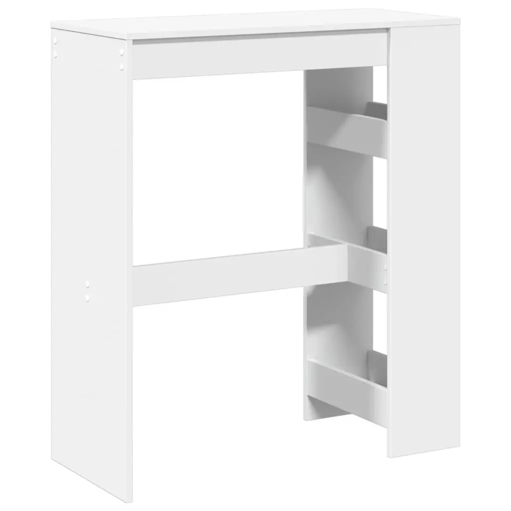 Bar Table White High Counter with Storage Shelves Engineered Wood 90L x 40W x 103.5H cm