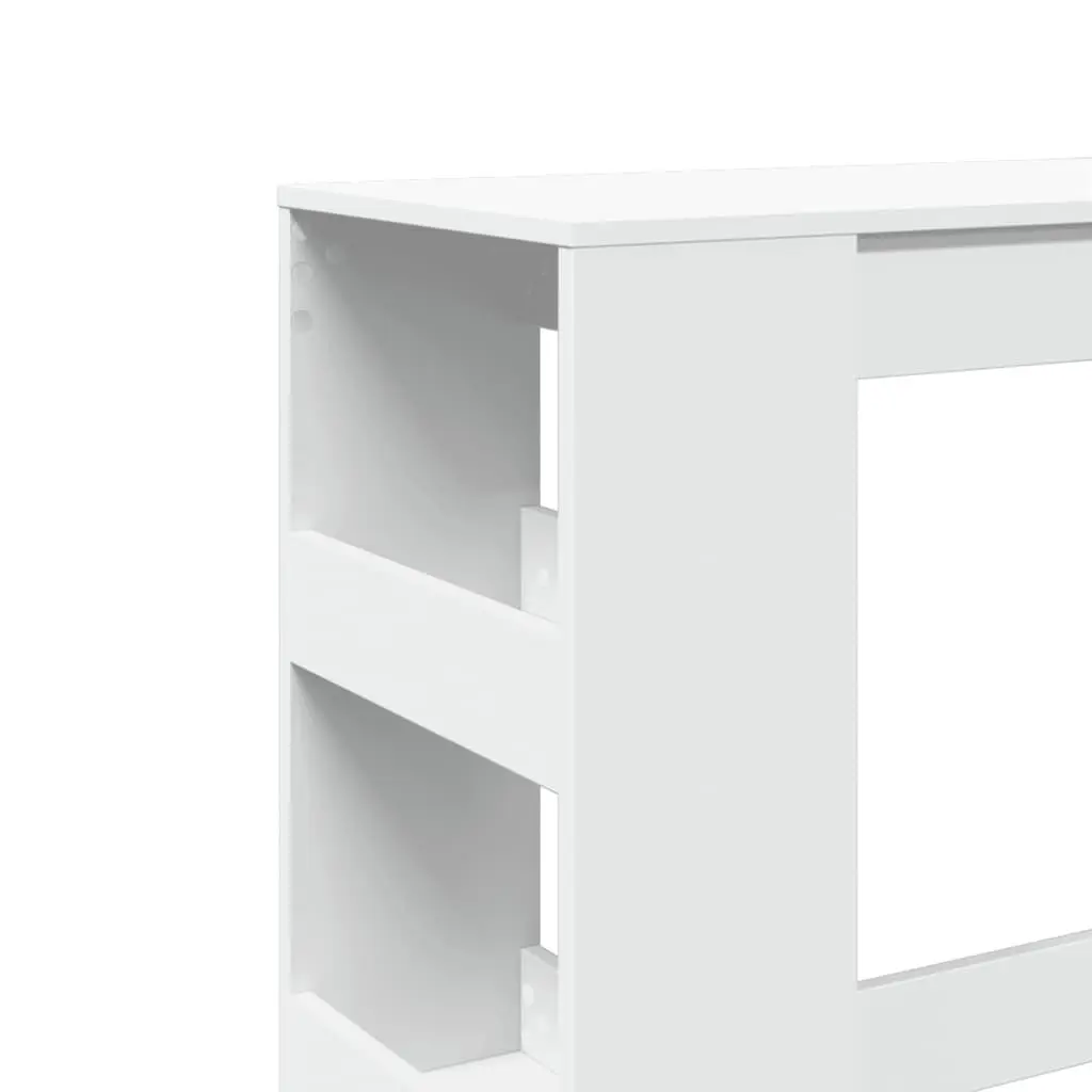 Bar Table White High Counter with Storage Shelves Engineered Wood 90L x 40W x 103.5H cm