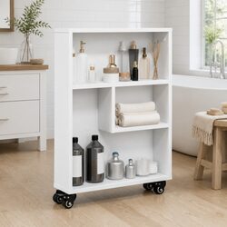 White Narrow Storage Trolley Rolling Cart