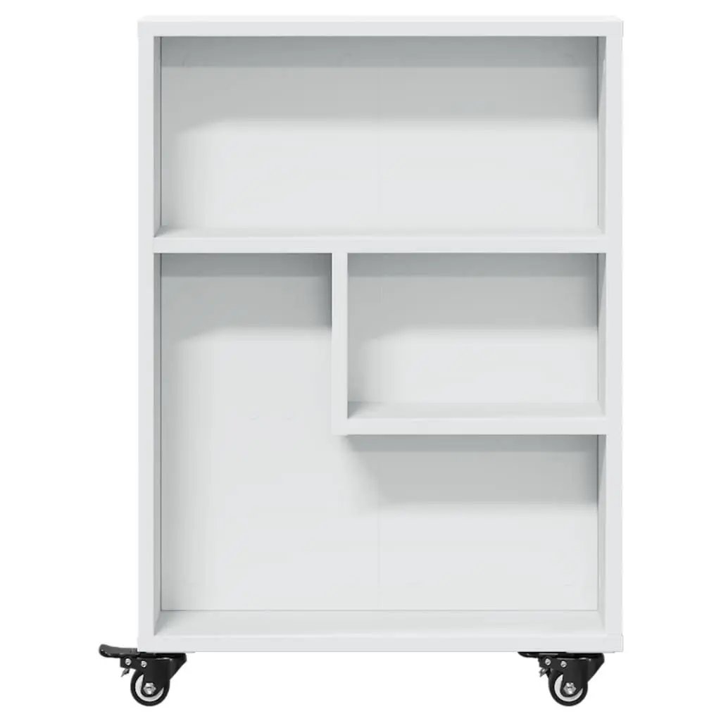Narrow Storage Trolley White Engineered Wood Mobile Rolling Cart