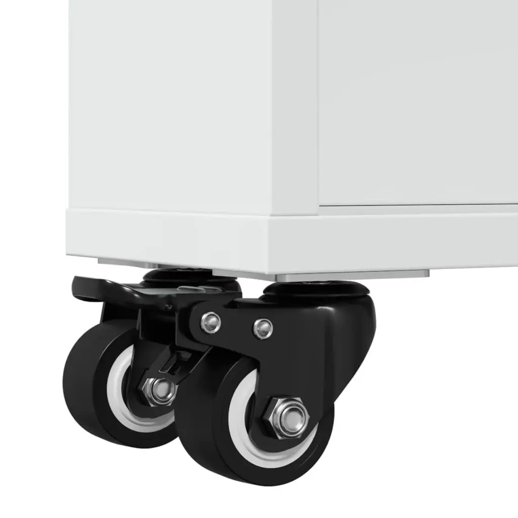 Narrow Storage Trolley White Engineered Wood Mobile Rolling Cart