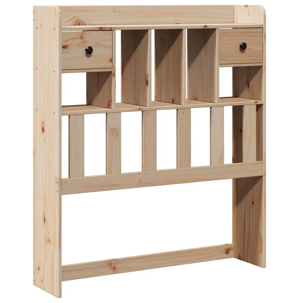 Brown Solid Wood Pine Headboard with Storage 90cm
