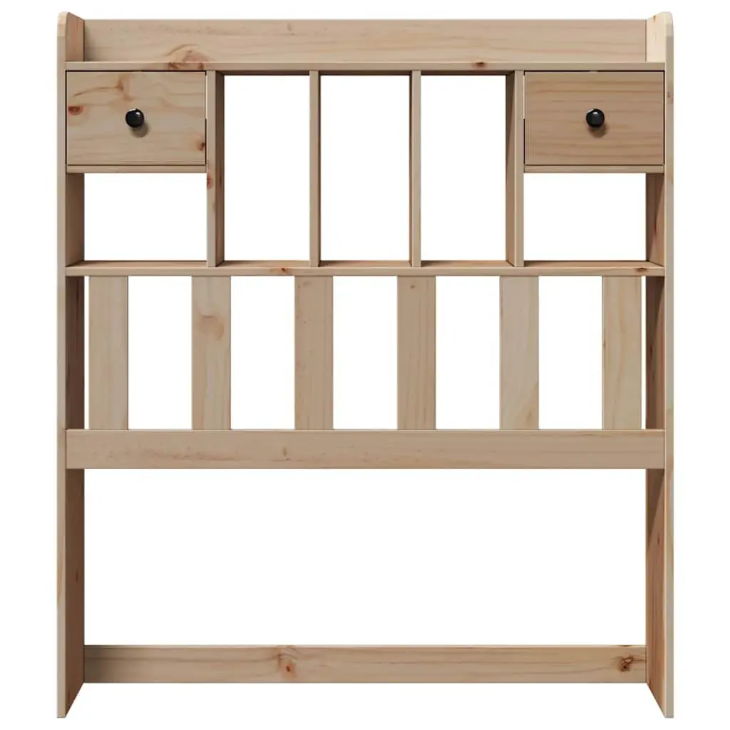 Brown Solid Wood Pine Headboard with Storage 90cm