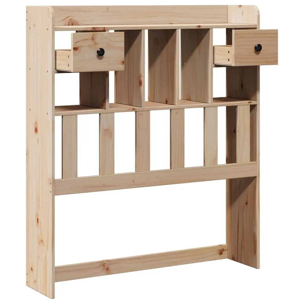 Brown Solid Wood Pine Headboard with Storage 90cm
