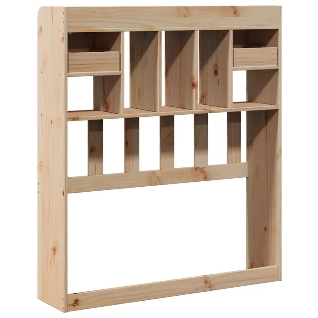 Brown Solid Wood Pine Headboard with Storage 90cm