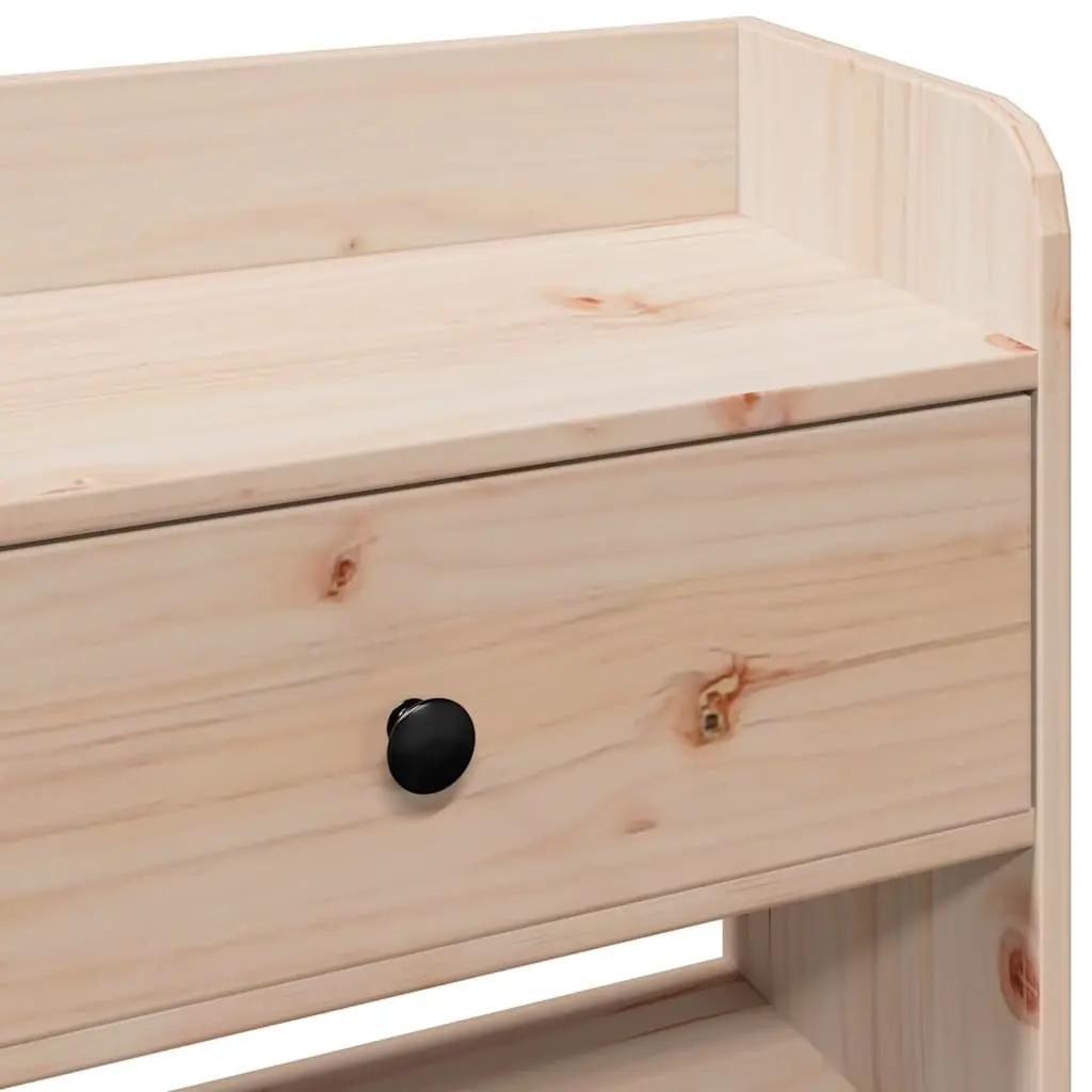 Brown Solid Wood Pine Headboard with Storage 90cm