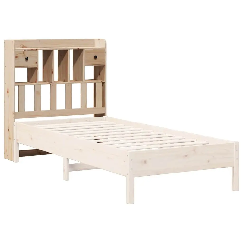 Brown Solid Wood Pine Headboard with Storage 90cm