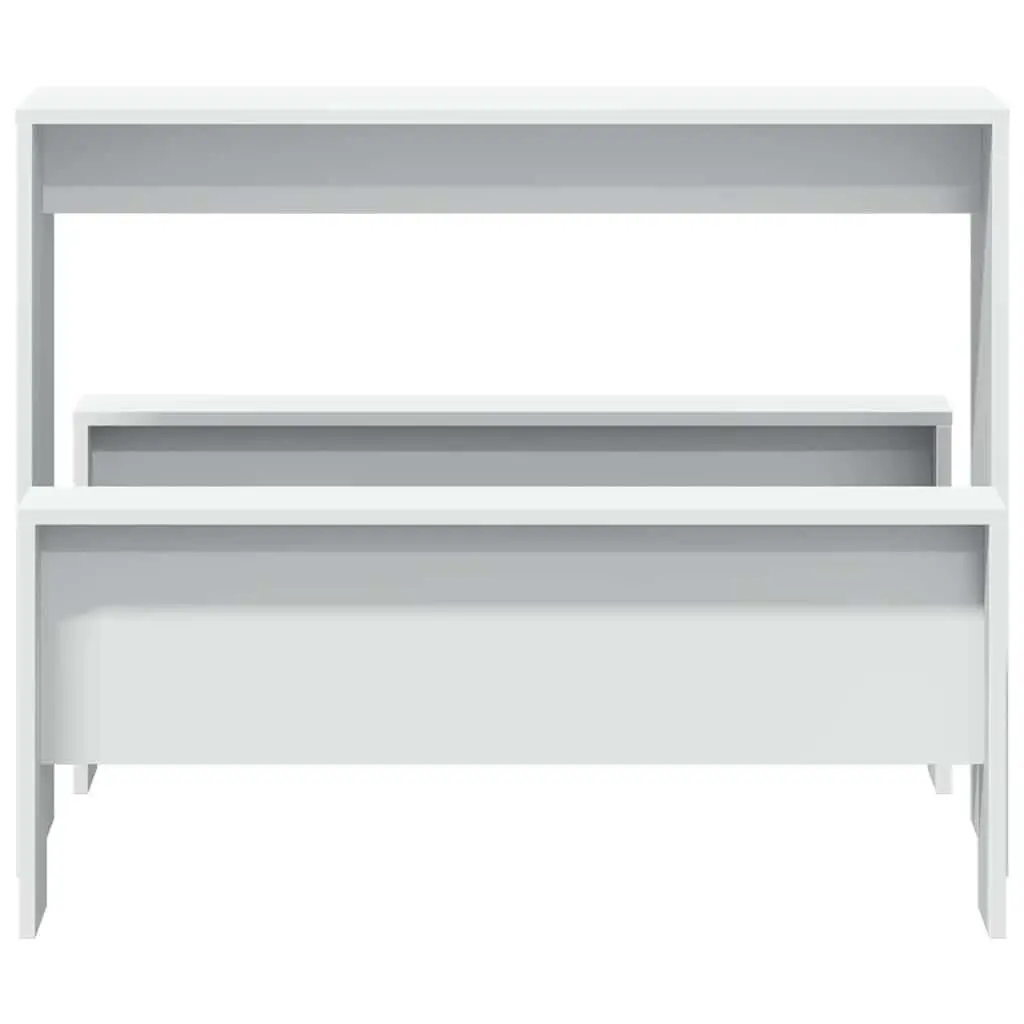 3-Piece White Dining Table and Bench Set