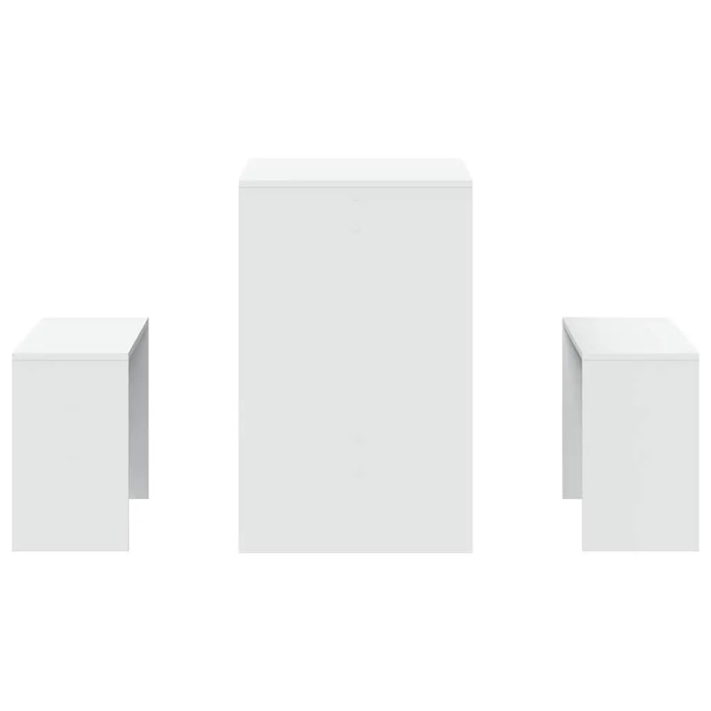3-Piece White Dining Table and Bench Set
