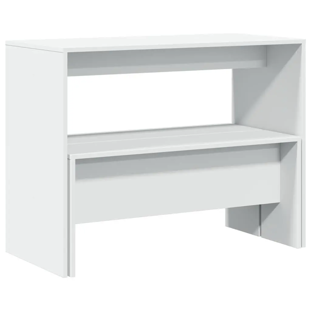 3-Piece White Dining Table and Bench Set