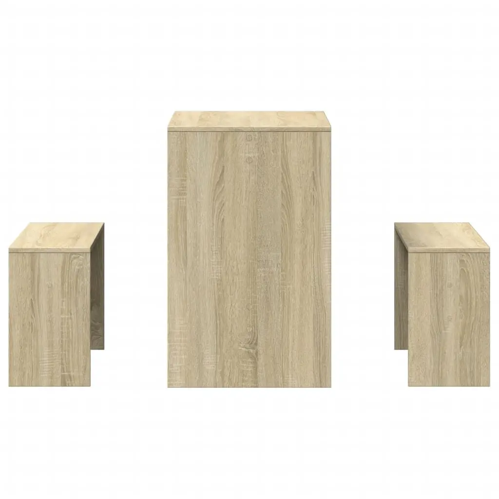 Dining Table and Bench Set Brown 3 Piece Engineered Wood