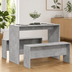 Grey 3 Piece Dining Table and Bench Set