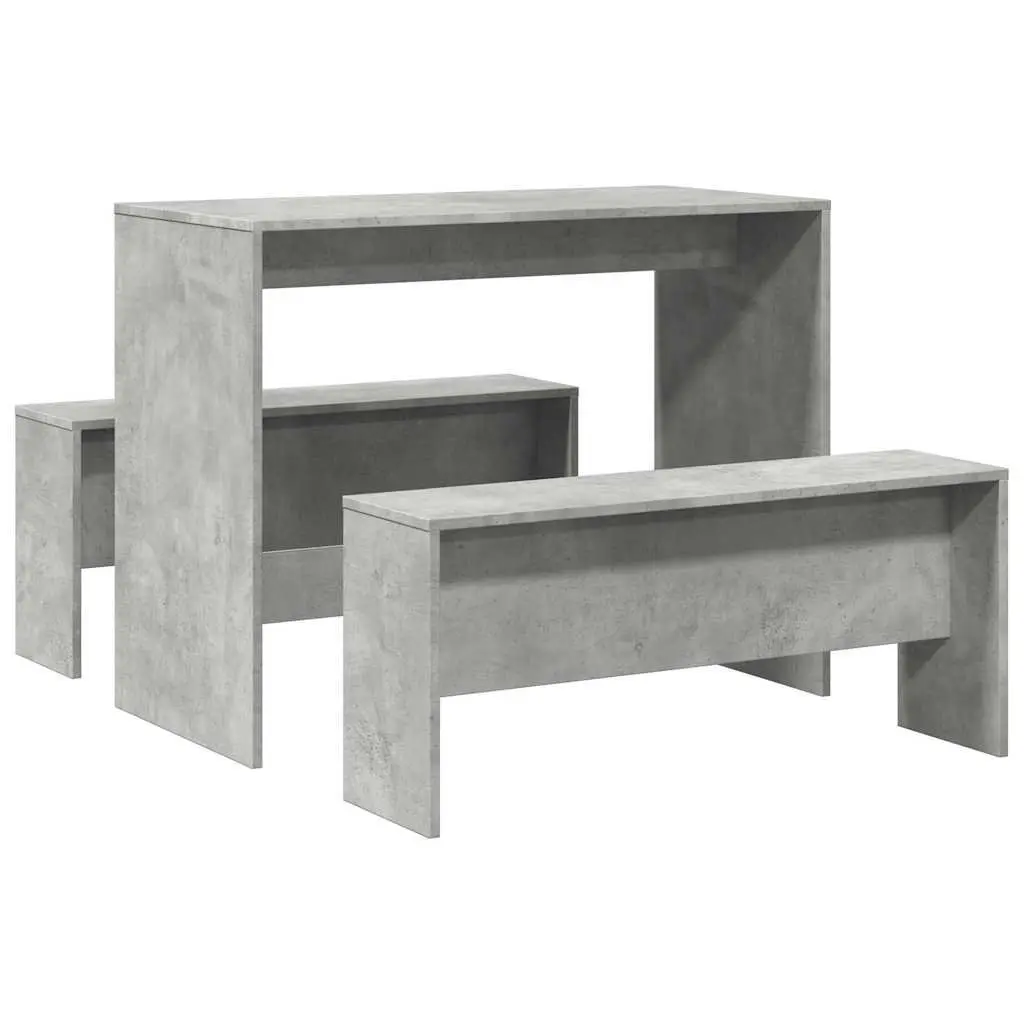 Grey 3 Piece Dining Table and Bench Set