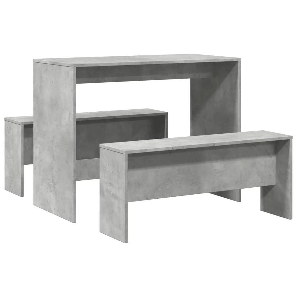 Grey 3 Piece Dining Table and Bench Set