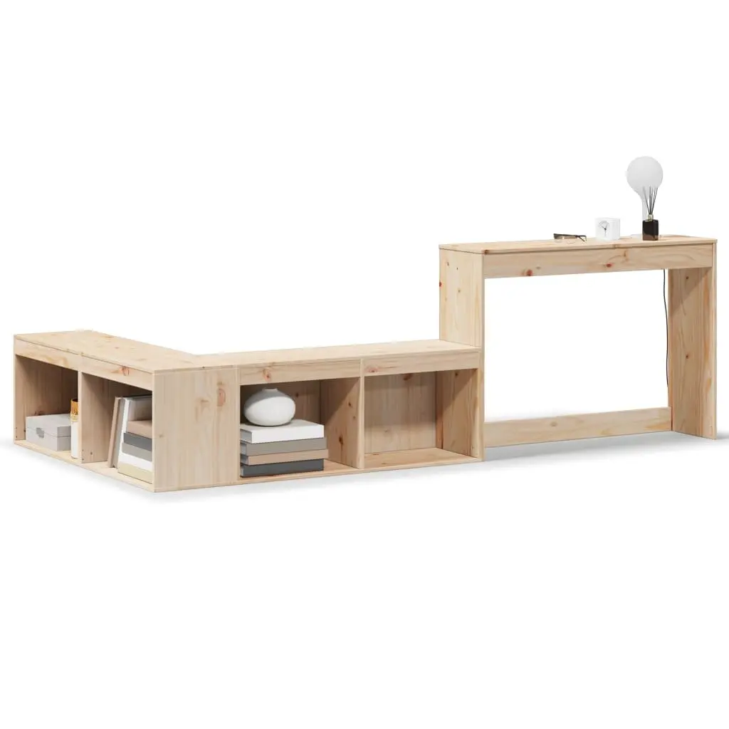 Solid Pinewood Bedside Cabinet with Desk 232x122x75 cm