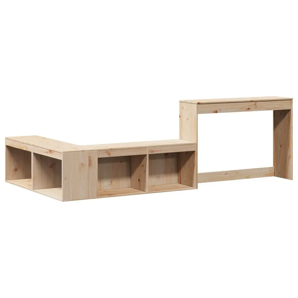 Solid Pinewood Bedside Cabinet with Desk 232x122x75 cm