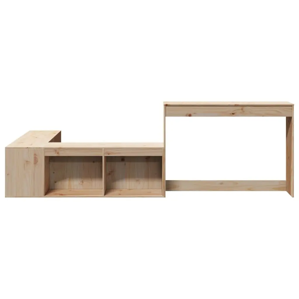 Solid Pinewood Bedside Cabinet with Desk 232x122x75 cm