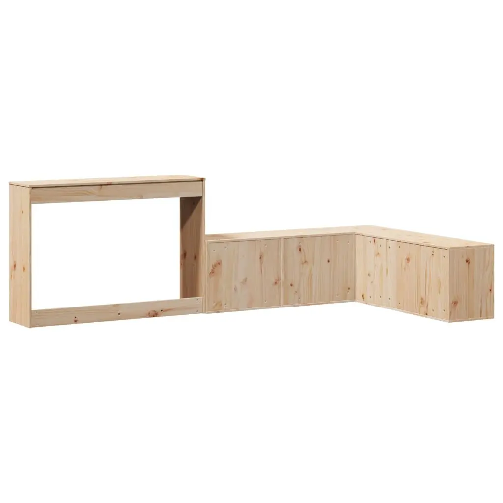 Solid Pinewood Bedside Cabinet with Desk 232x122x75 cm