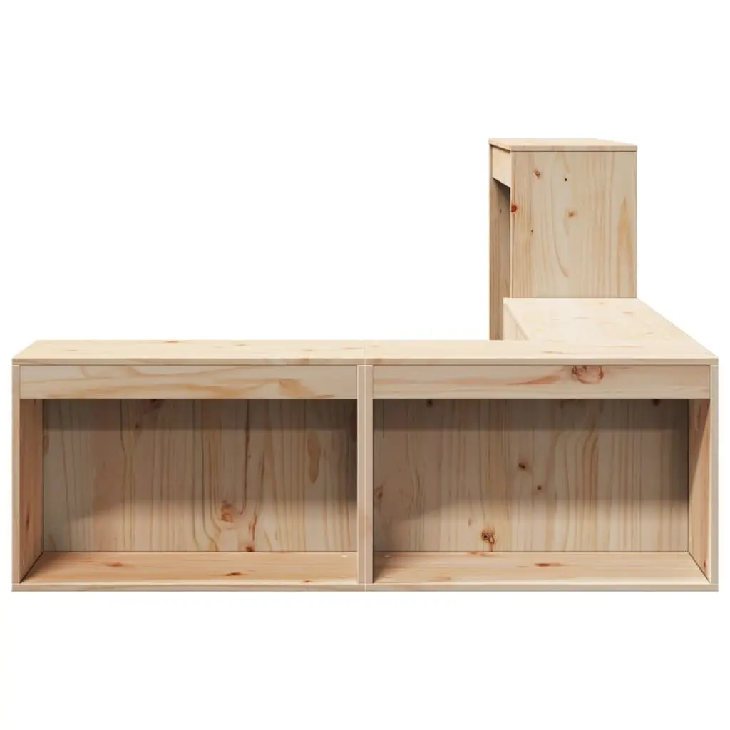 Solid Pinewood Bedside Cabinet with Desk 232x122x75 cm