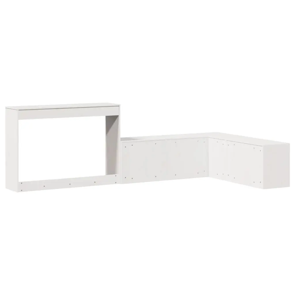 White Bedside Cabinet L-Shaped Storage Solid Pinewood Bedroom Desk Furniture