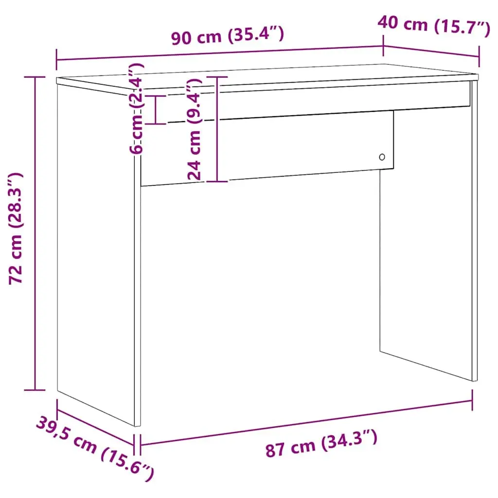 Brown Engineered Wood Desk 90x40x72cm