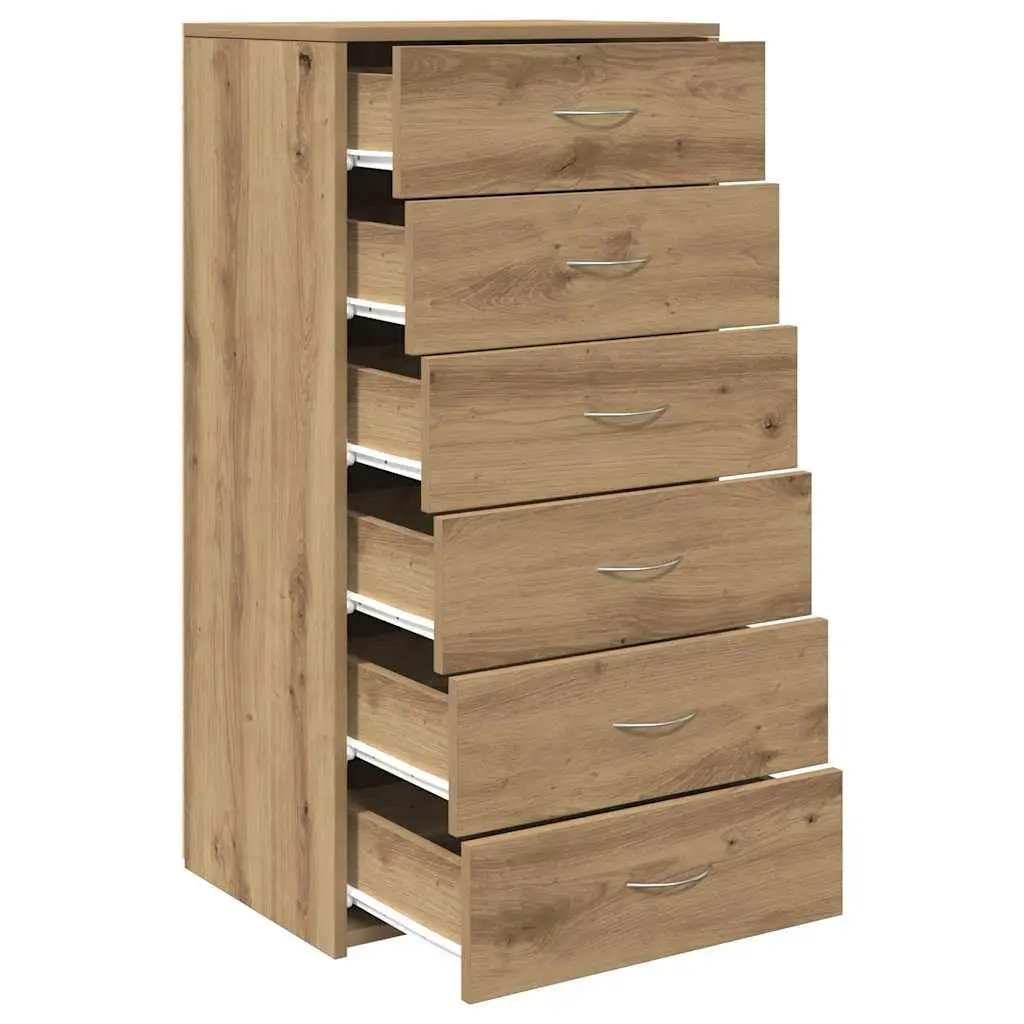 Sideboard with 6 Drawers Brown Engineered Wood Storage Cabinet Buffet Furniture