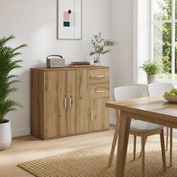 Brown Engineered Wood Sideboard for Dining Storage