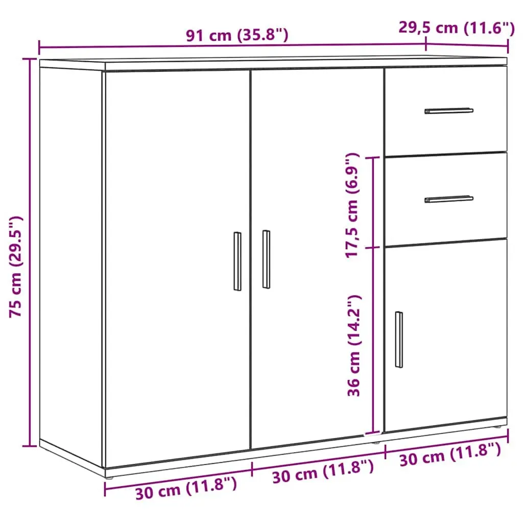 Brown Engineered Wood Sideboard for Dining Storage