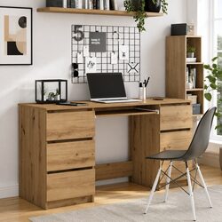 Charming Writing Desk with 6 Drawers for Home Office