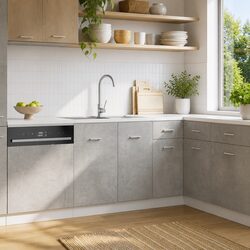 Grey Engineered Wood Sink Base Cabinet for Kitchens