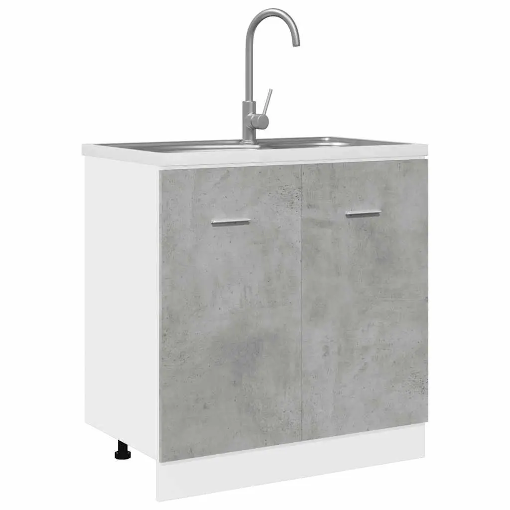 Grey Engineered Wood Sink Base Cabinet for Kitchens