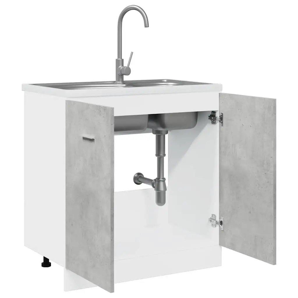 Grey Engineered Wood Sink Base Cabinet for Kitchens