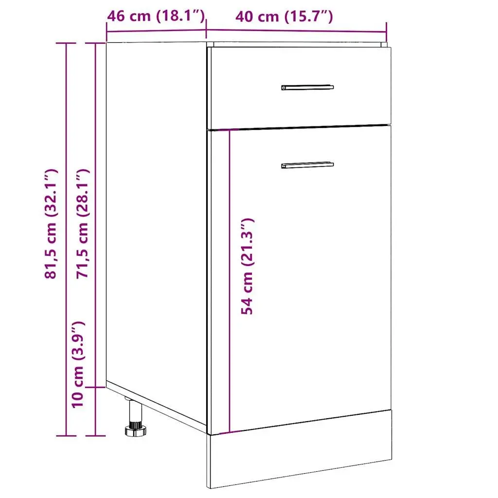 Grey Drawer Bottom Cabinet for Kitchen Storage
