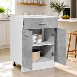 Drawer Bottom Cabinet Kitchen Storage Unit - Grey 60x46x81.5cm