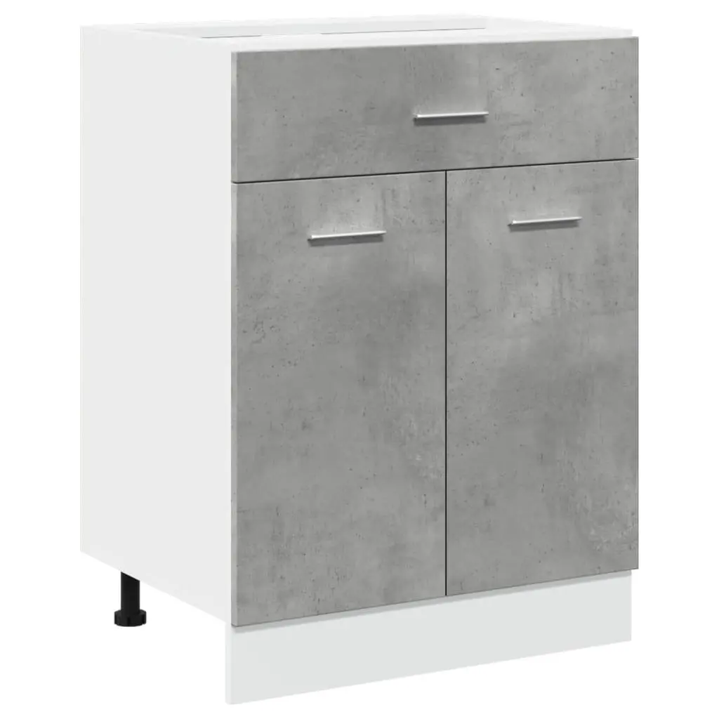 Drawer Bottom Cabinet Kitchen Storage Grey 60x46x81.5cm Engineered Wood Unit