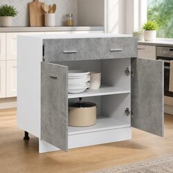 Grey Kitchen Storage Unit with Drawer and Compartments
