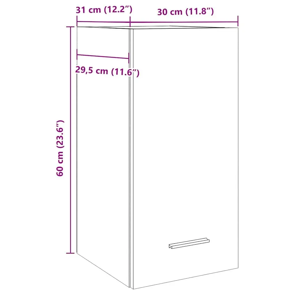 Hanging Cabinet Wall-Mounted Grey Engineered Wood 30x31x60cm