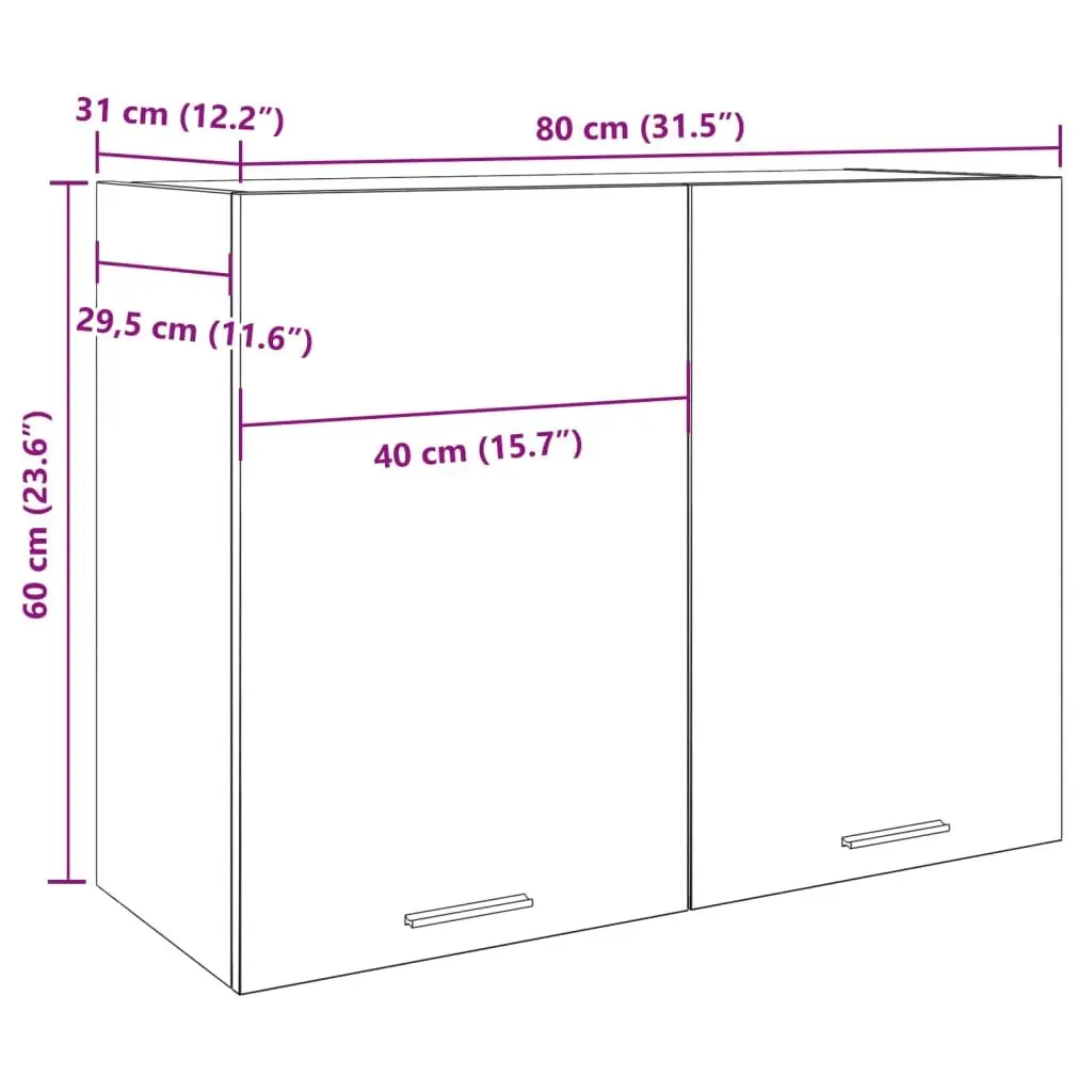 Grey Engineered Wood Wall-Mounted Hanging Kitchen Cabinet