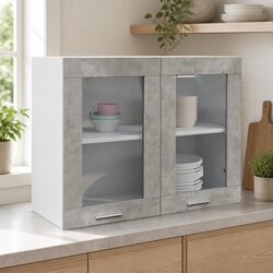 Wall-Mounted Grey Glass Kitchen Cabinet Organizer