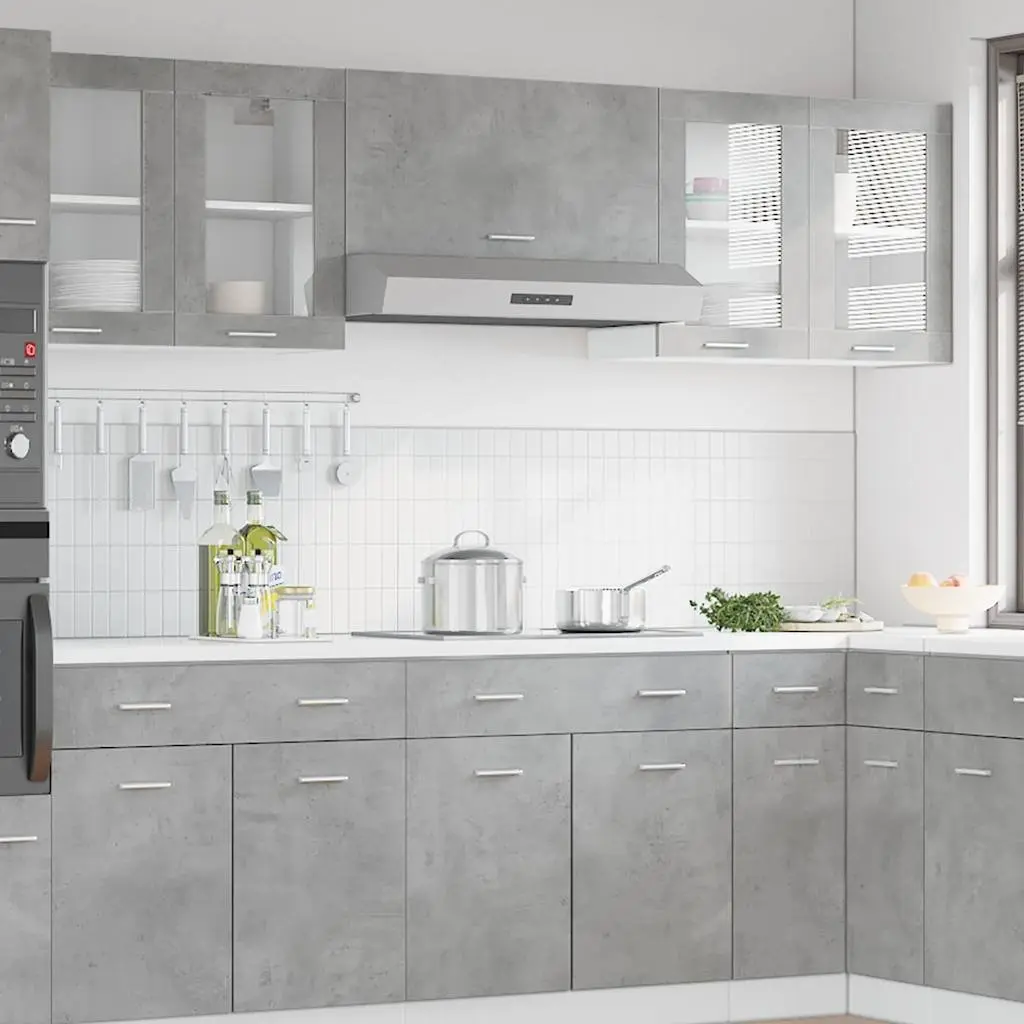 Wall-Mounted Grey Glass Kitchen Cabinet Organizer