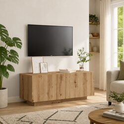 Warm Brown Engineered Wood TV Cabinet with Storage