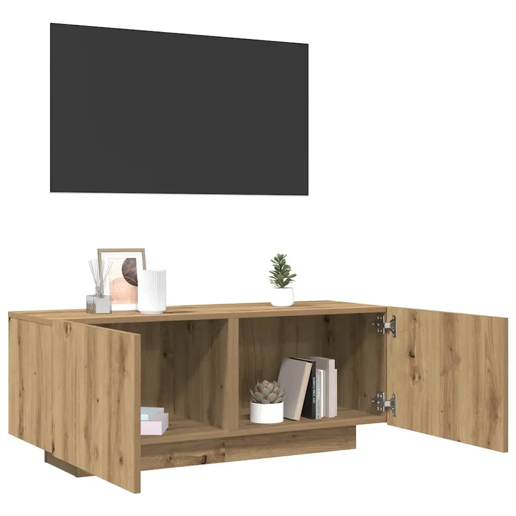 TV Cabinet Brown Engineered Wood 100x35x40 cm Media Unit Storage Compartments