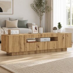 Brown Engineered Wood TV Cabinet with RGB LED Lighting
