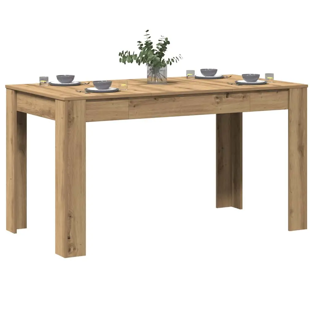 Dining Table Brown Engineered Wood 140 x 74.5 x 76 cm Sturdy Tabletop Easy Clean