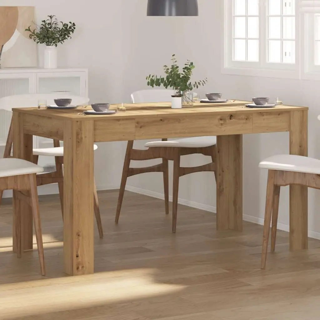 Dining Table Brown Engineered Wood 140 x 74.5 x 76 cm Sturdy Tabletop Easy Clean