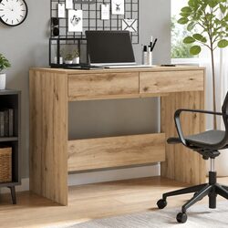 Engineered Wood Office Desk with 2 Drawers in Artisan Oak