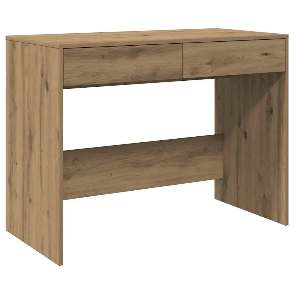 Engineered Wood Office Desk with 2 Drawers in Artisan Oak