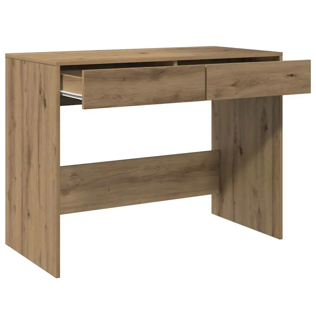 Engineered Wood Office Desk with 2 Drawers in Artisan Oak